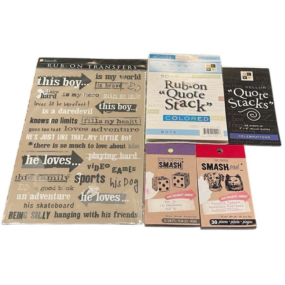 Scrapbooking Journaling Rub on Transfer Lot 5 Crarft Smash Pads Arts Crafts DIY